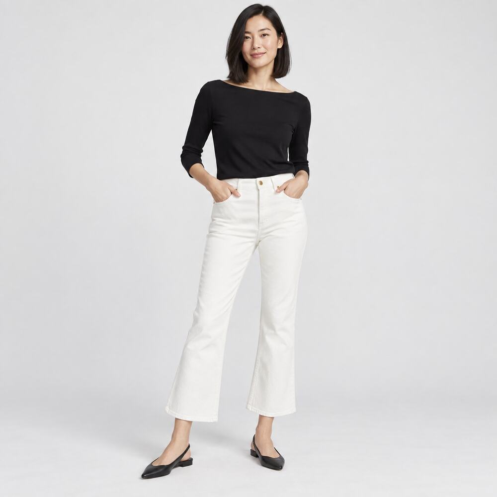 J.Crew 1996 Jeans WMNS 31 White High Rise Kickout Flare Stretch Denim 90s Preppy